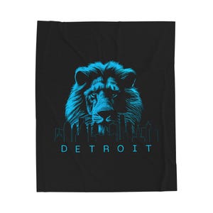 Detroit Lions Cityscape Velveteen Plush Blanket - Soft Fleece Throw for Fans, Detroit Grit Home Decor, Football Team Gift, Cozy Bedding,