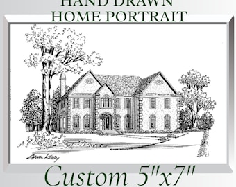 5x7" Keepsake Custom Home Portrait, Hand Drawn, Original House Sketch, Home Drawing, Realtor Closing Gift, First Home