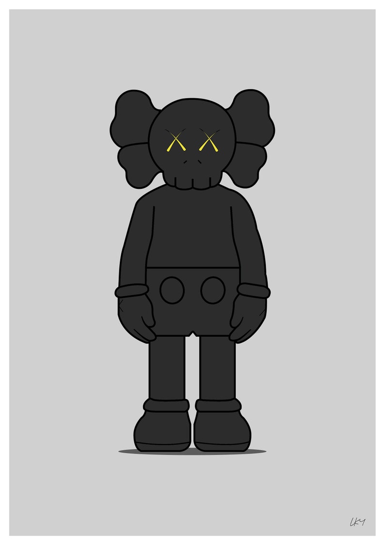KAWS black Poster Art Etsy