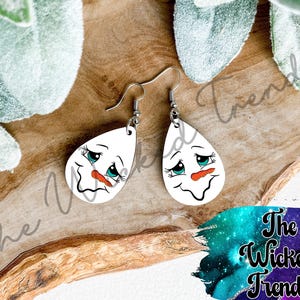 Christmas Snowman Dangle Tear Drop Earrings Holiday Earrings Christmas Party Teacher Earrings