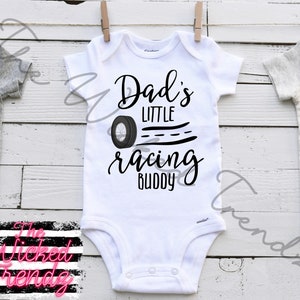 Baby Gerber Onesie© Dad&#39;s Little Racing Buddy Race Track Racer Dirt Track New Daddy Dad New Baby Shower Gift New Parents Baby Boy Girl