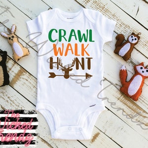 Baby Gerber Onesie© Crawl Walk Hunt Deer Antlers Hunting Country Arrow New Baby Shower Gift New Parents Baby Boy Girl