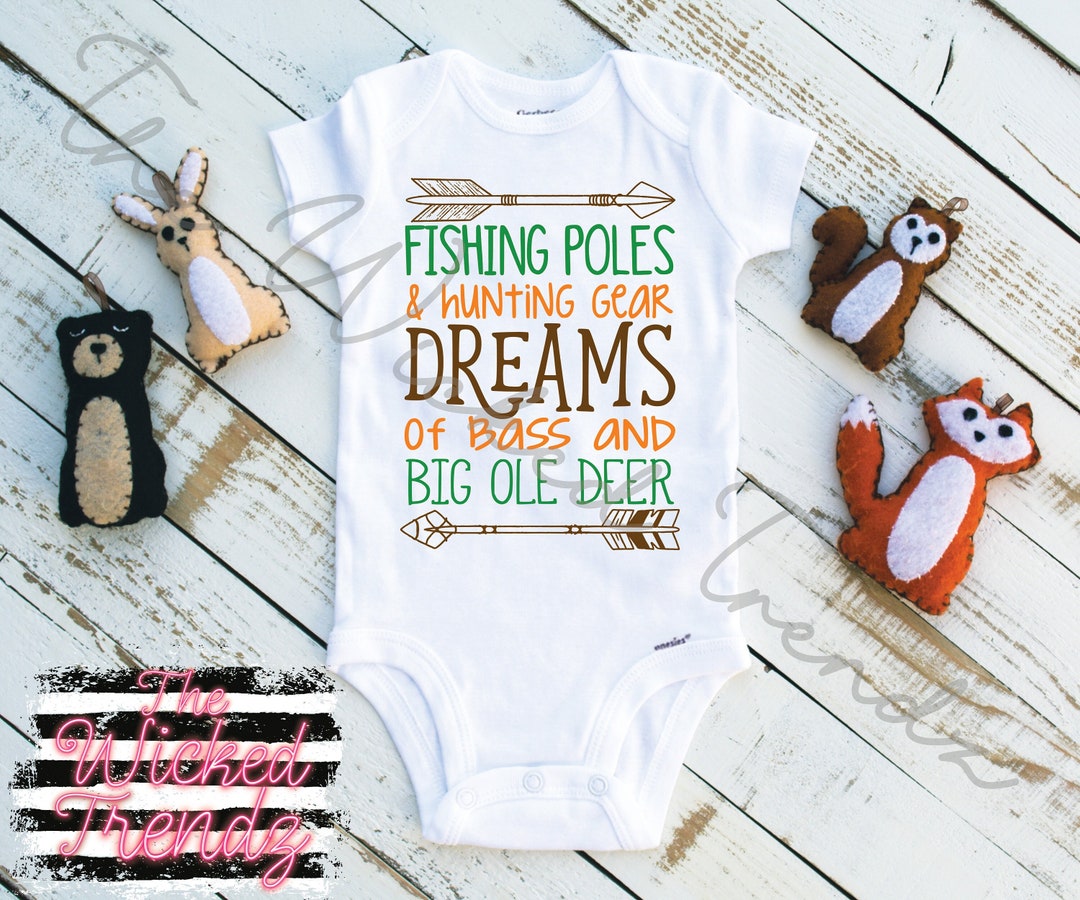 Baby Boy Baby Fishing Stuff Baby Gerber Onesie© Fishing Poles
