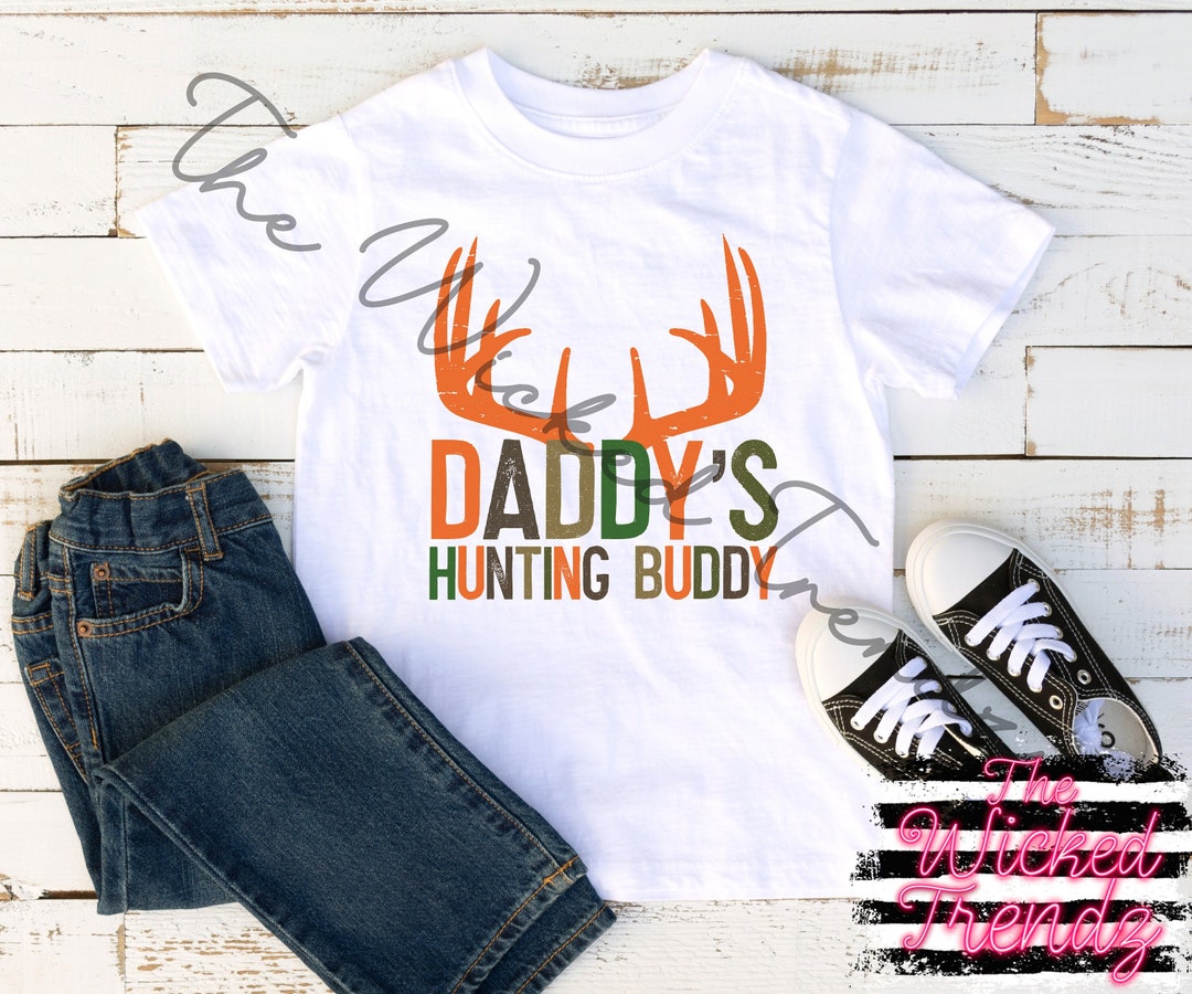 Toddler Tshirt Daddy's Hunting Buddy Hunter Deer Antlers Country
