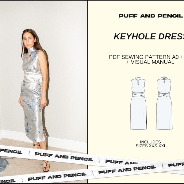 KEYHOLE dress // Digital PDF // Sewing pattern  // diy dress // Size xxs-xxl // Instant download // Printable