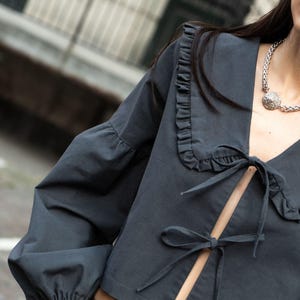 TIE blouse, LANTERN sleeve and PEGGY collar pdf sewing pattern // diy blouse // Size 0-22 (us) // xxs-xxl (eu) // Instant download