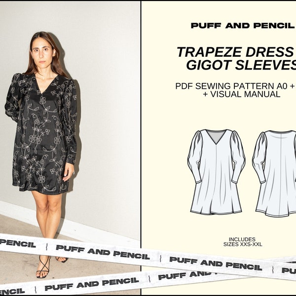 TRAPEZE dress x GIGOT sleeve //Bundle // Digital PDF // Sewing pattern  // diy dress // Size xxs-xxl // Instant download // Printable