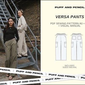 Versa pants  // Digital PDF // Sewing pattern // DIY pants // Size xxs-xxl // Instant download // Printable