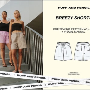 BREEZY shorts // Digital PDF // Sewing pattern  // diy shorts // Size xxs-xxl // Instant download // Printable