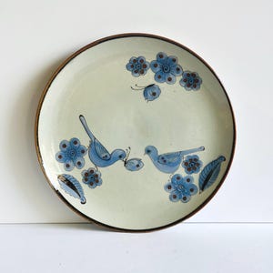 Vintage Ken Edwards Mexican Tonala Pottery 12” Chop Platter El Palomar Stoneware Charger Plate Mexican Folk Art Wall Decor