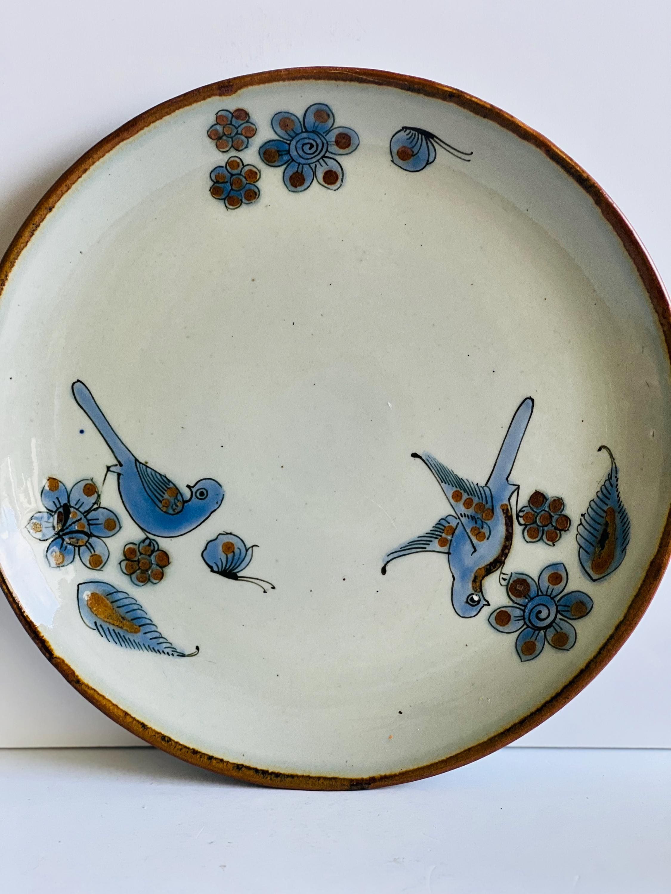 メキシコ　作家　Ken Edwardsトナラ焼 大皿　飾り皿 陶芸　手描き 大小 Vintage Ken Edwards Tonala Pottery Platter: El Palomar Mexican