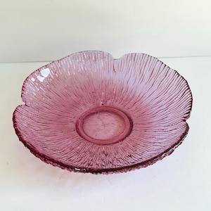 Blenko Glass Flower Petal Bowl Rose Pink Blenko Glass