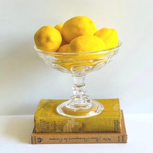 Antique Glass Compote Clear Round Pedestal Fruit Bowl Table Centerpiece