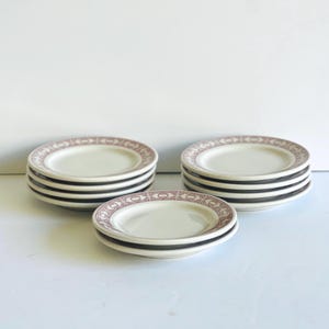 Vintage Shenango Restaurant Ware Saucers Greek Key Salad Dessert Plates Mid Century Tableware Set of 10