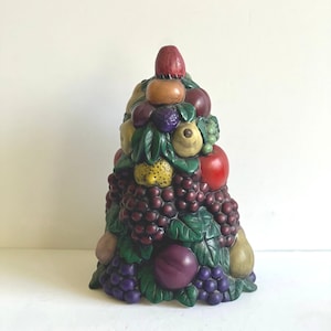 Vintage Ceramic Holland Mold Fruit Topiary Tree Hand Painted Decorative Centerpiece Majolica Centerpiece Tree