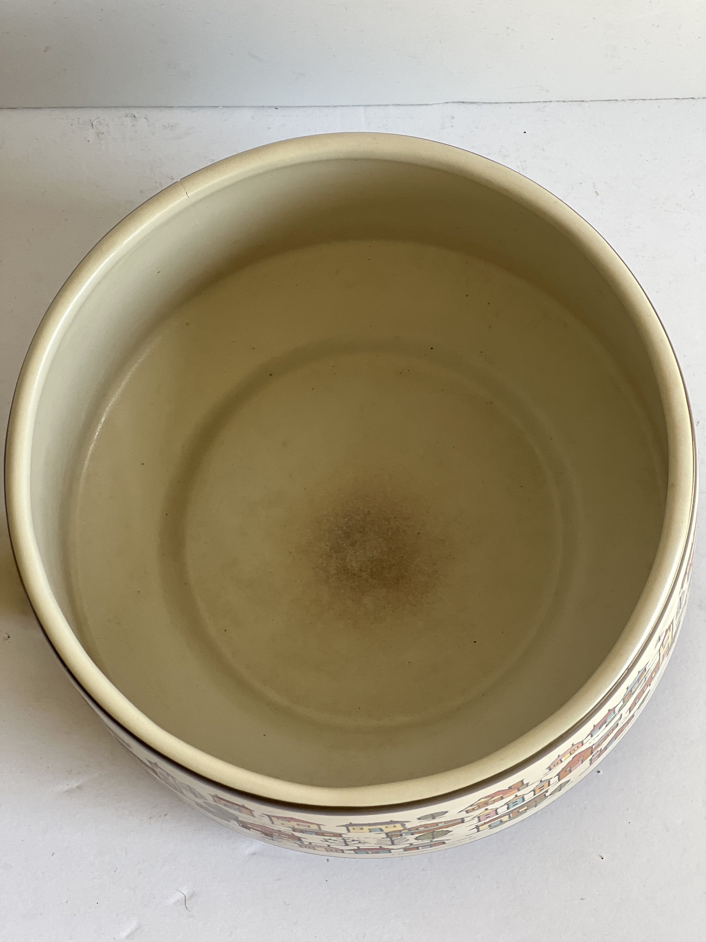 Vintage Country Village Stoneware Pot With Lid Japanese