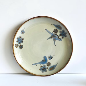 Vintage Ken Edwards Mexican Tonala Pottery El Palomar Stoneware Chop Platter 12” Charger Plate Mexican Folk Art Boho Kitchen Decor