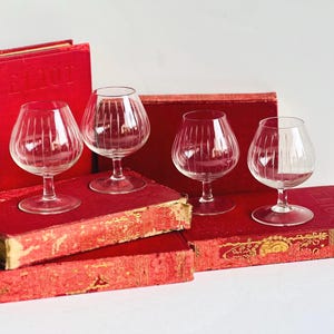 Vintage Crystal Cognac Snifter Glasses Set of 4