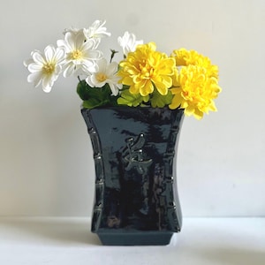 Vintage Black Vase USA Pottery Planter Vase Black Ceramic Vase