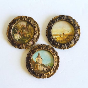 Vintage Baroque Framed Mini Art Prints, Gold Rococo Frames, Historical Collectible Wall Decor