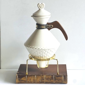 Vintage Metlox Pitcher Coffee Carafe with Warmer: Provincial Basket Weave Pattern