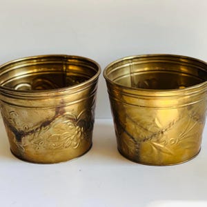 Vintage Solid Brass Planters Hosley Brass Round Planter Vase