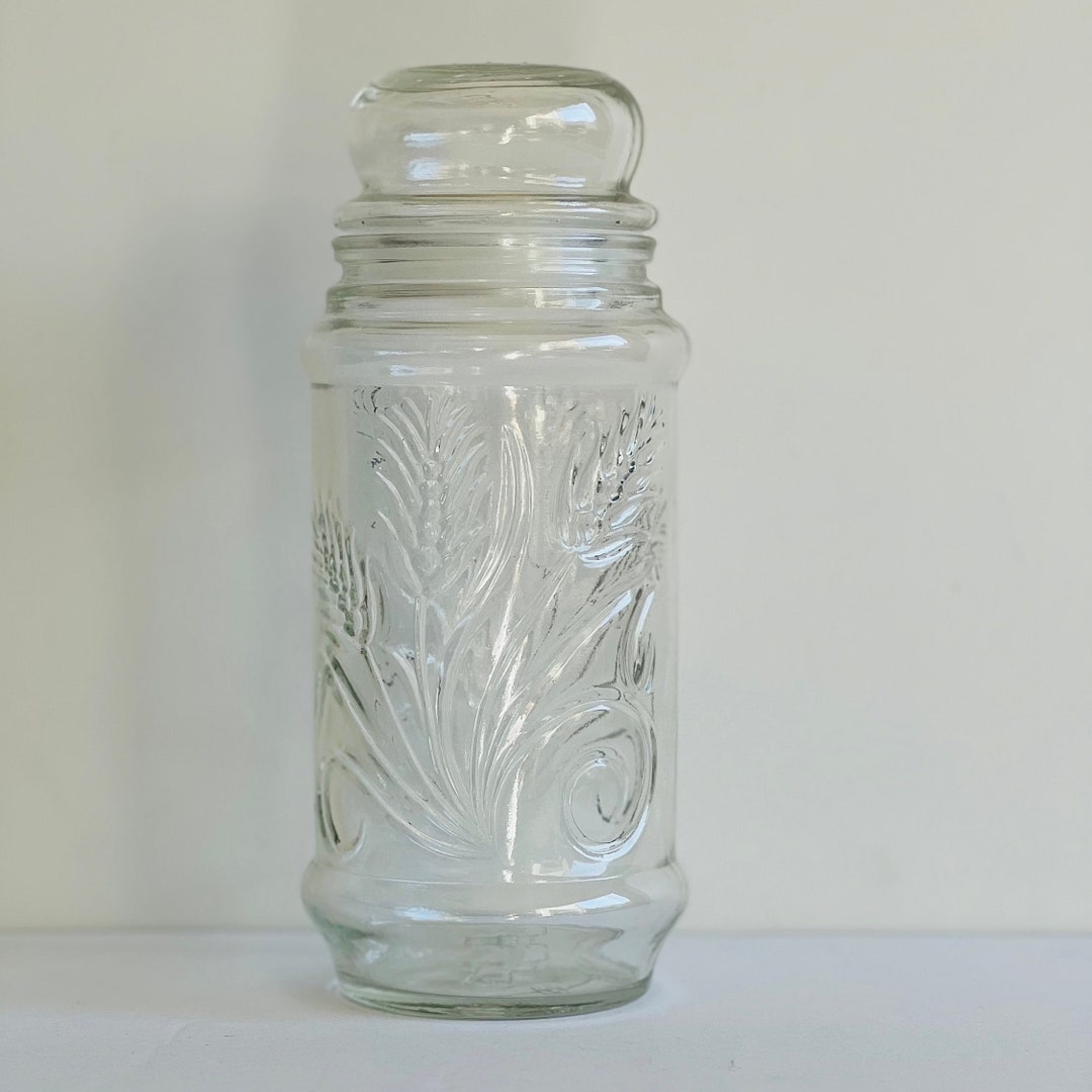 Vintage 1980s Glass Planters Peanut Jar With Lid Apothecary Jar Kitchen