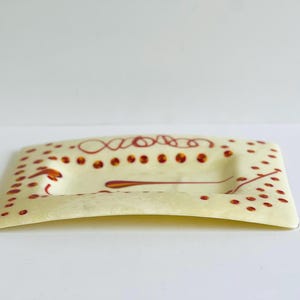 Fused Glass Tray Art Glass Rectangular Dish Decorative Plate Red Yellow Orange Abstract Catchall Fused Glass Ashtray