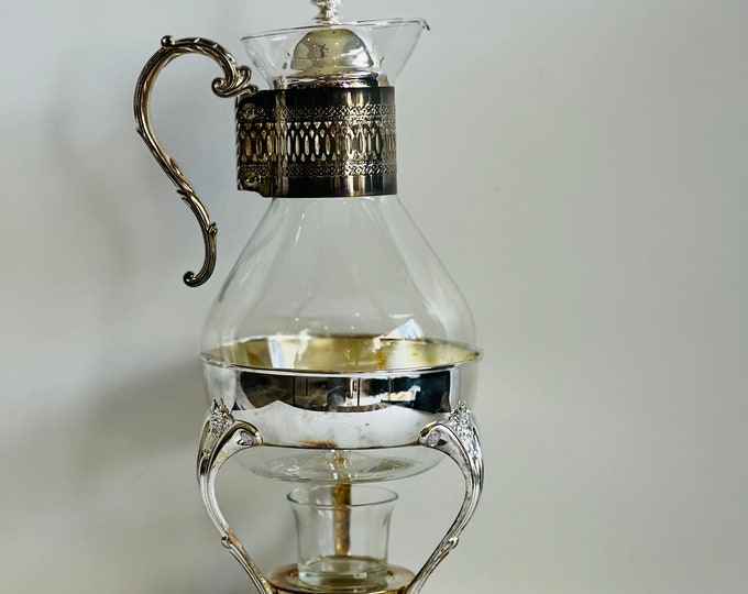 WM Rogers & Son Silver Plated Coffee Carafe Footed Warmer Stand Vintage