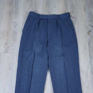 Vintage RAF Blue Poly-Wool Military Trousers - British Army, Classic Uniform