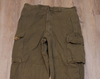 1960s French Army Cargo Pants, M64 Field Sateen Pants, Size 1960s French Army Cargo Pants, M64 Field Sateen Pants, Size