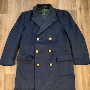 Blue wool coat, military