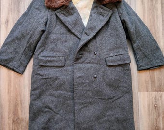 Vintage Chaps Ralph Lauren Wool Overcoat: Dark Charcoal Full