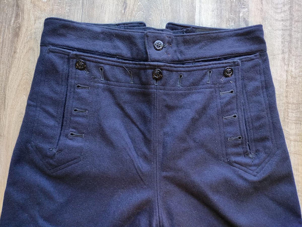 Vintage US Navy 1948 Navy Wool Sailor Pants With Anchor Buttons