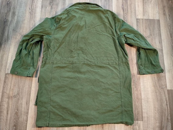 Vintage Green Swedish Military Field Jacket With Embroidered