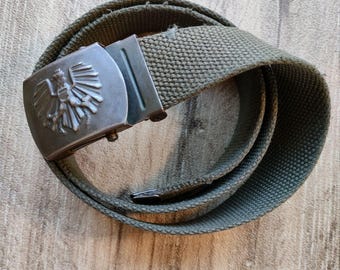 Vintage österreichischer Militärgürtel mit Metallschnalle mit Staatswappen