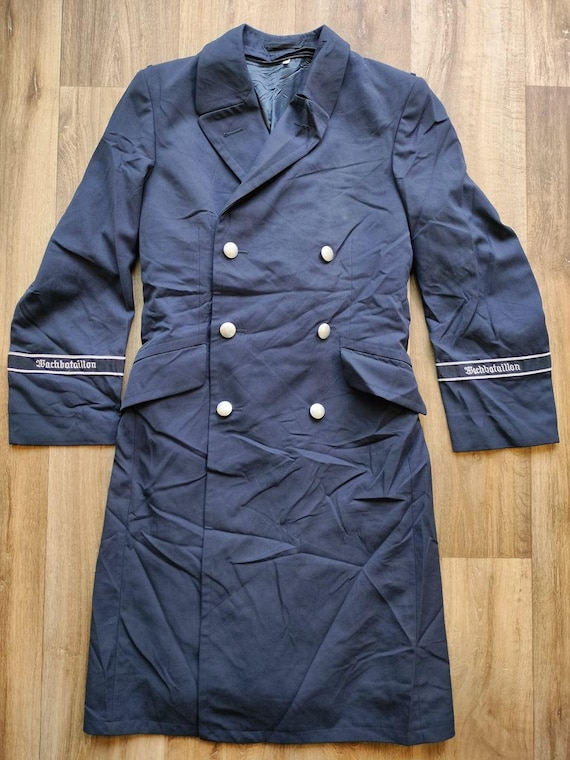 German Uniform Gabardine Vintage Navy Blue Military Coat Double
