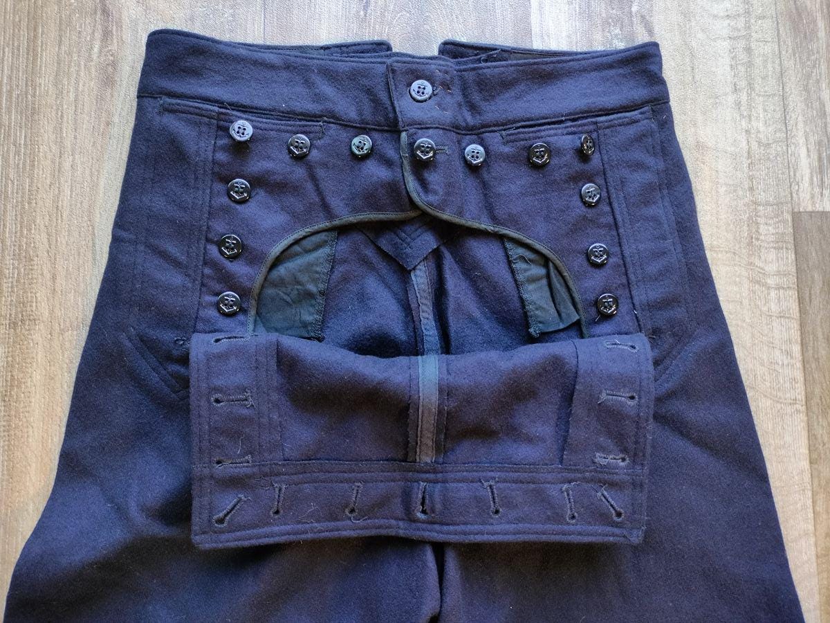 Vintage US Navy 1948 Navy Wool Sailor Pants With Anchor Buttons