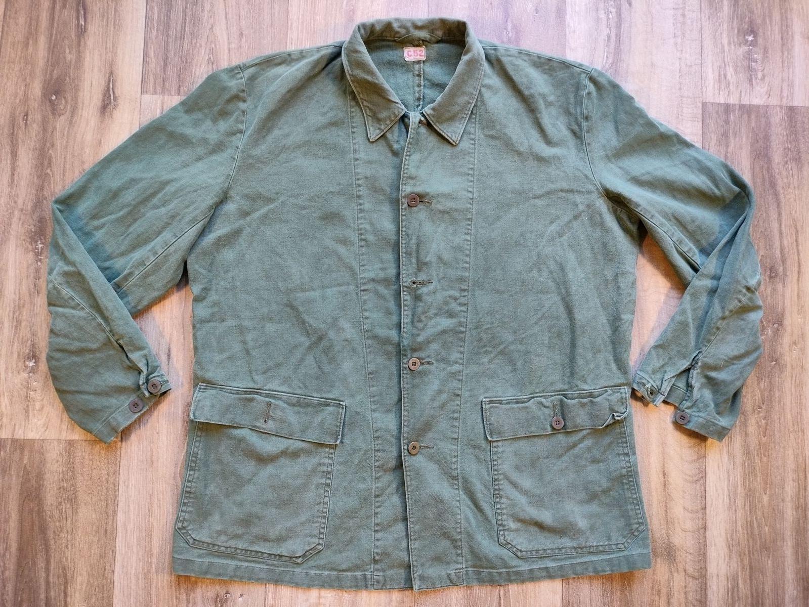 Vintage C52 Green Work Jacket. French Military Surplus From the