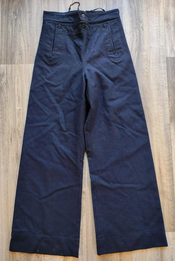 Vintage US Navy 1948 Navy Wool Sailor Pants With Anchor Buttons