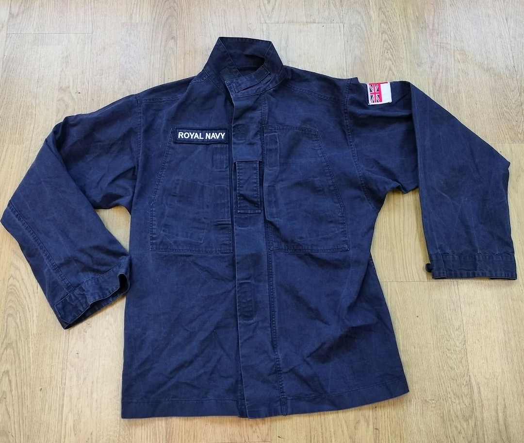 イギリス軍実物 Coat Overall Jacket - Navy Blue British Military Surplus Mens Long Coat Overall Jacket