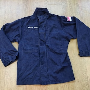 Royal Navy UK Vintage Workwear Britische Armee Marineblaue Militärjacke mit Reißverschluss