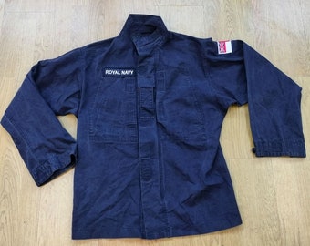 イギリス軍実物 Coat Overall Jacket - Navy Blue British Military Surplus Mens Long Coat Overall Jacket