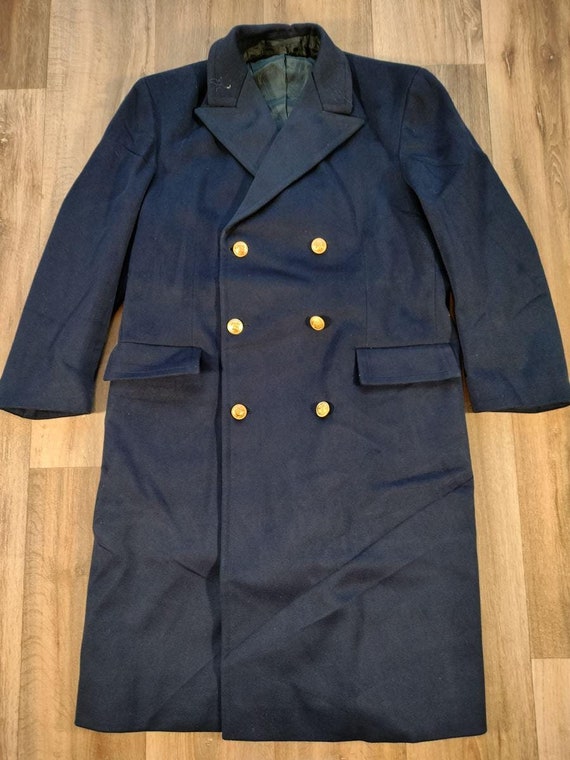 Manteau Militaire En Laine/cachemire - Taille 4P (Petites) - Couleur Violet Foncé - Double Boutonnage - Neuf Avec étiquettes