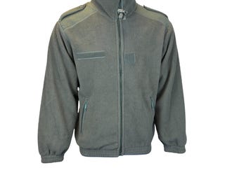 Original French Army Military Fleece Jacket | Khaki Fleece Outdoor Surplus | Vintage Tactical Winter Bushcraft Fleece