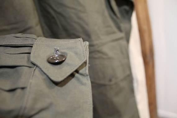 Veste Militaire Française Vintage M47 1953 - Toile, Couleur Vert, Taille L - Occasion Très Bon état