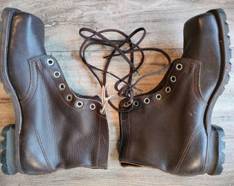 Paolo Vandini Brown Leather Distressed Lace up Boots UK Size  display picture 1