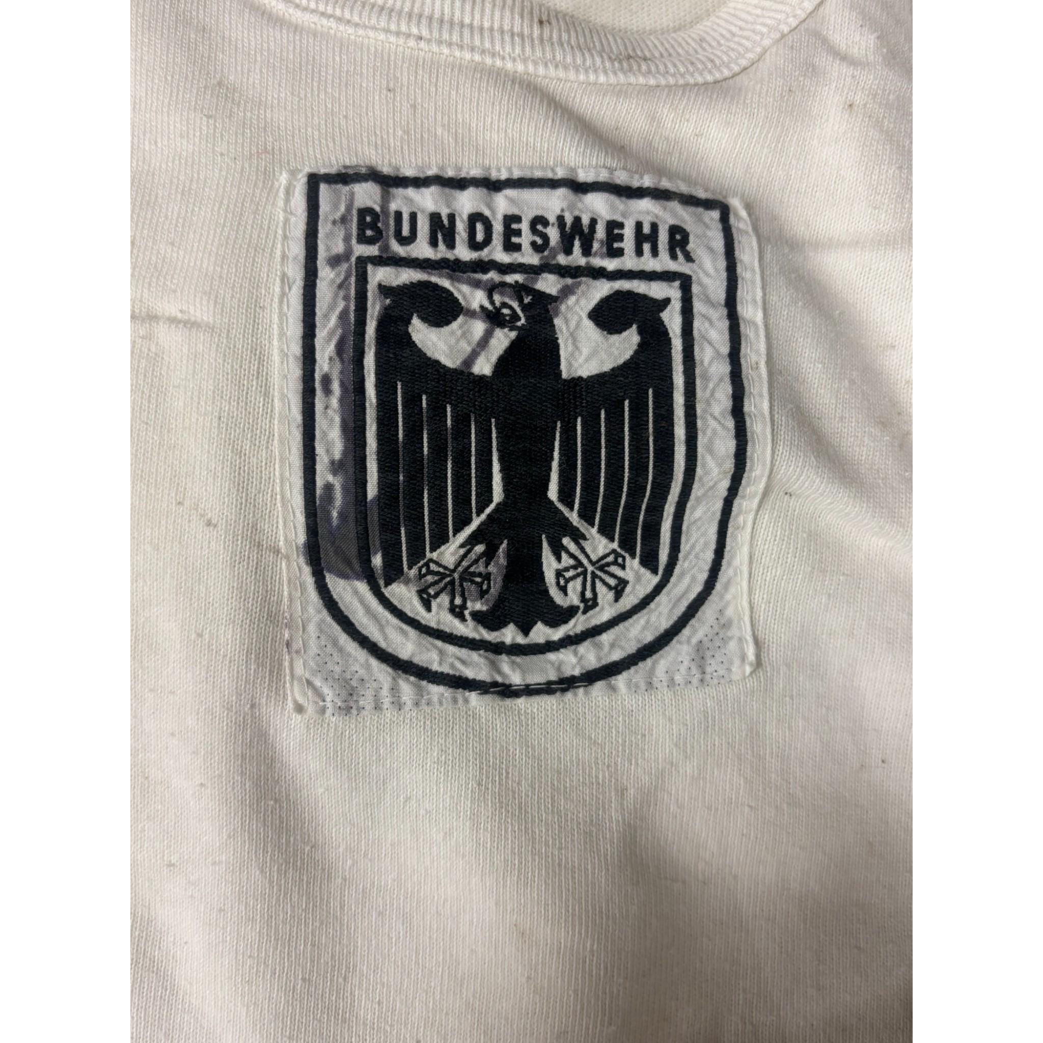 ヴィンテージ ドイツ連邦軍 白ミリタリータンクトップ - 黒刺繍記章