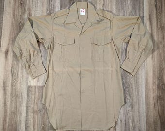 Small 50s Hercules Khaki Mountain Cloth Work Shirt / 1950s Gusset