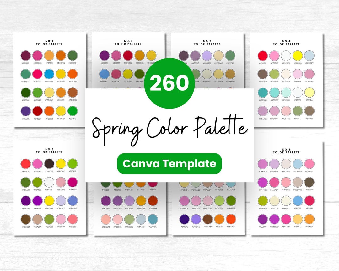 Spring Color Palette With 260 Hex Codes – Canva Template – Instant ...